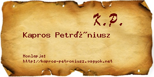 Kapros Petróniusz névjegykártya
